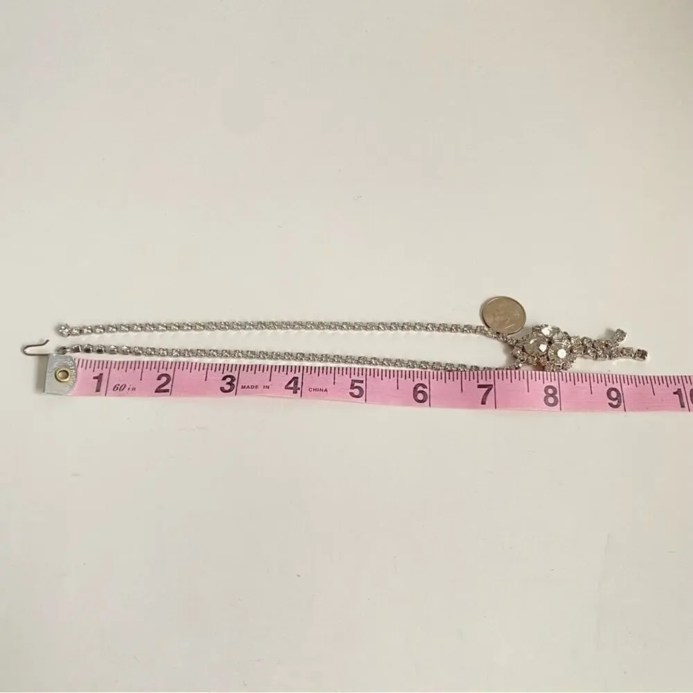 Vintage Rhinestone Necklace Dangle Retro Formal Prom Choker Clear Faux‎ Diamonds